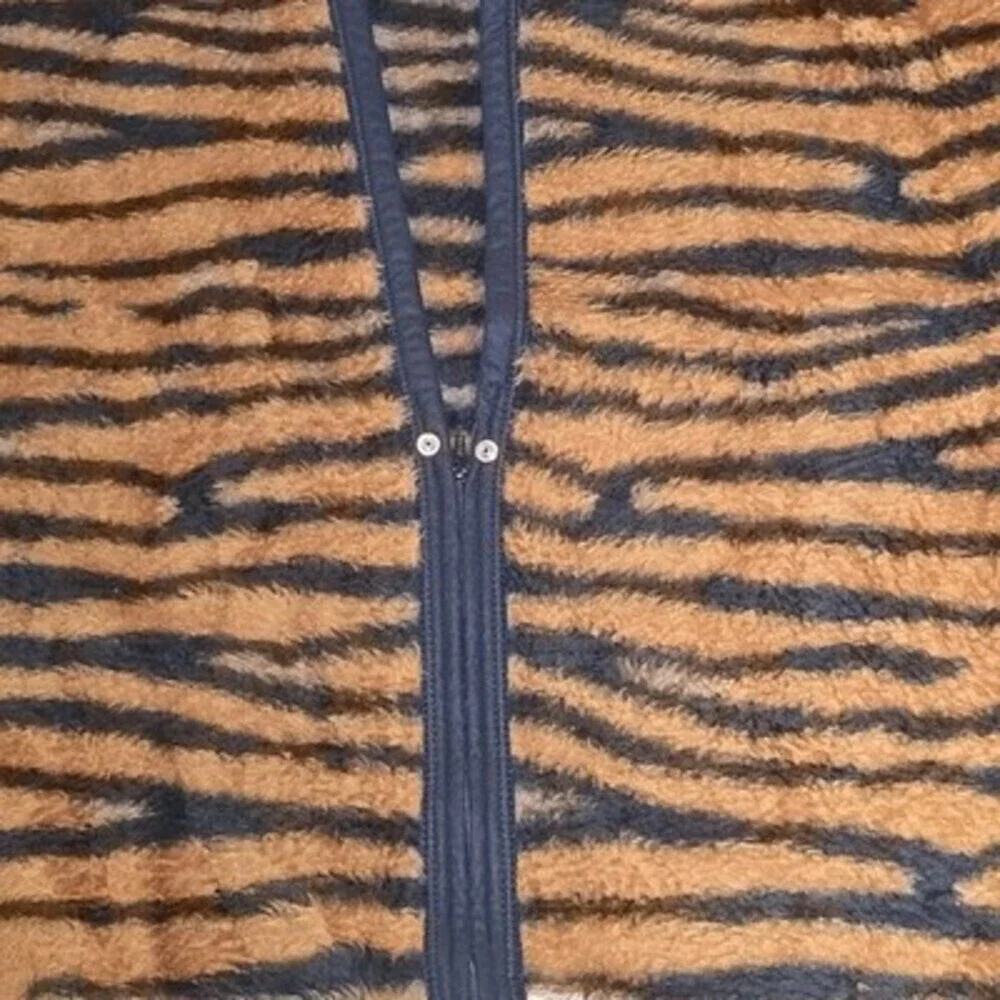 Vintage Biederlack of America Wearable Blanket Tiger Stripe Snap Front Poncho